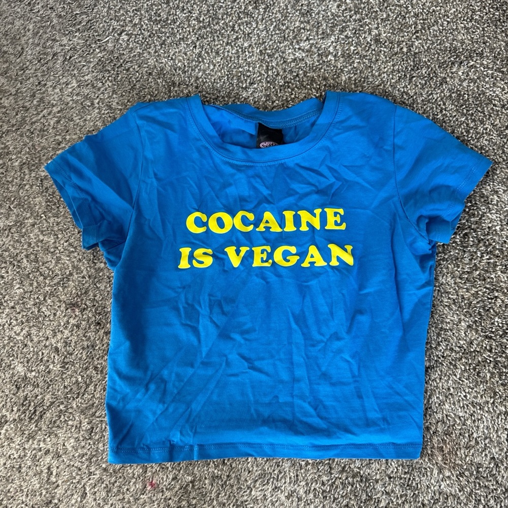 Bold Blue Graphic Crop Top